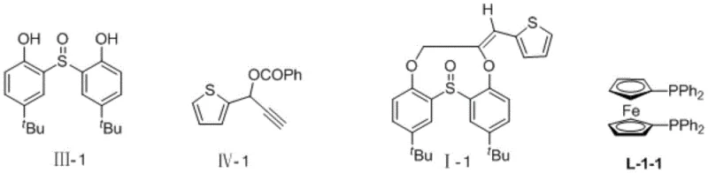 Specific example reaction showing synthesis of compound I-1 using ligand L-1-1 with 99% yield