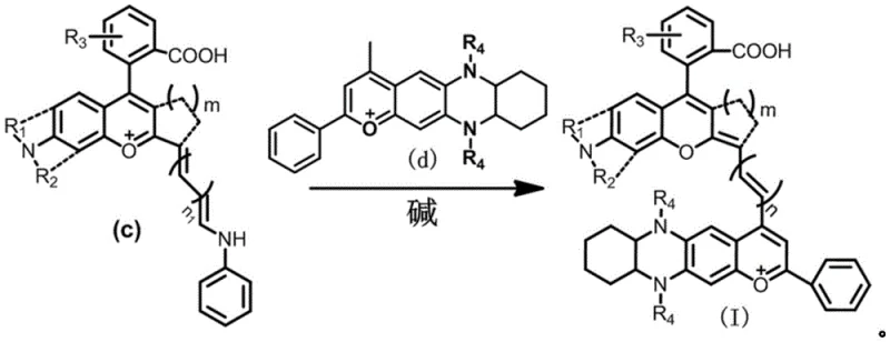 Overall synthetic route showing the convergence of Intermediate C and Intermediate D to form the target dye
