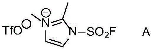 Chemical structure of the fluorosulfonyl imidazolium salt promoter (Formula A)