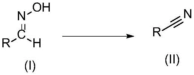 General reaction scheme showing the conversion of aldoximes to nitriles using fluorosulfonyl imidazolium salt