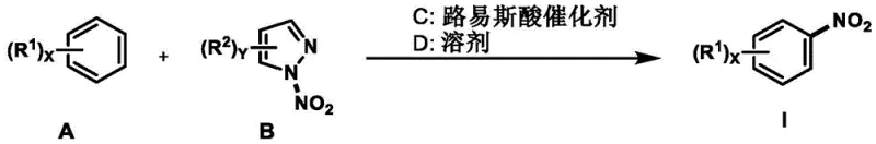 General reaction scheme for Lewis acid catalyzed nitration of arenes using pyrazole-derived reagents