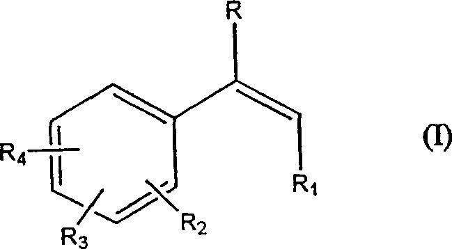 General structure of conjugated alkene substrate Formula I for nitration