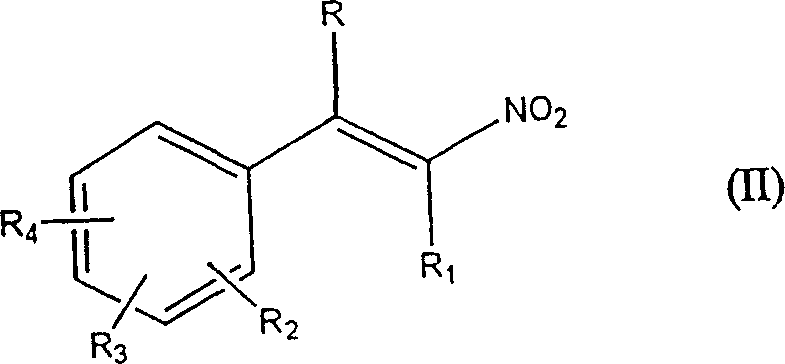 General structure of beta-nitroalkene product Formula II resulting from oxidation