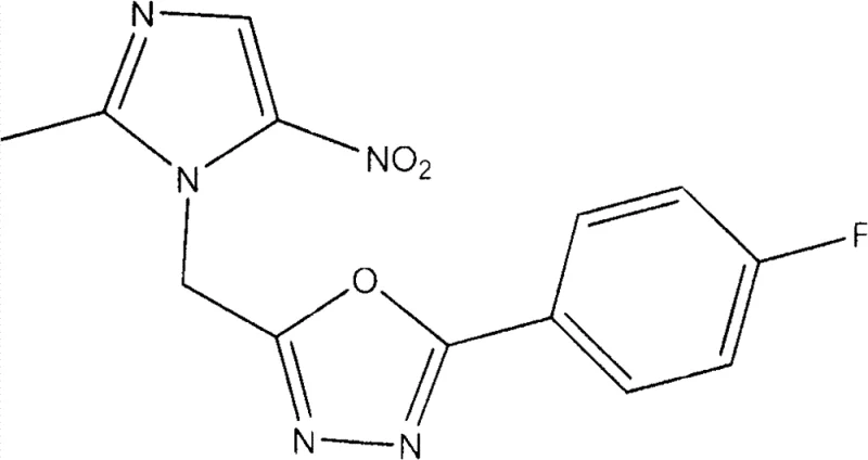 Chemical structure of Compound 1 featuring a 4-fluorophenyl substituent