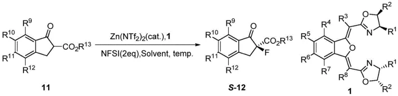 Catalytic asymmetric fluorination reaction scheme using the novel ligand