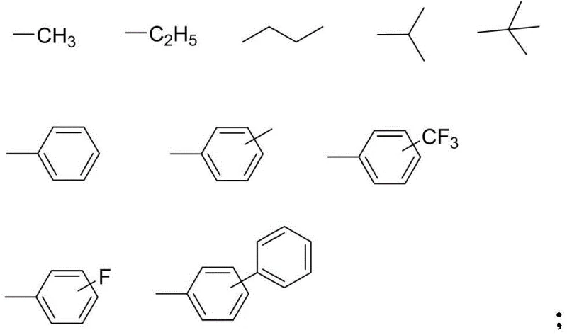 List of variable substituent groups for position X including alkyl and aryl chains