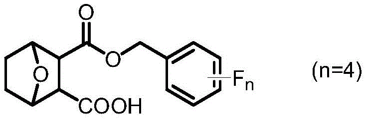 General structural formula of Norcantharidin carboxylate tetrafluorobenzyl ester showing the core scaffold and fluorine substitution pattern