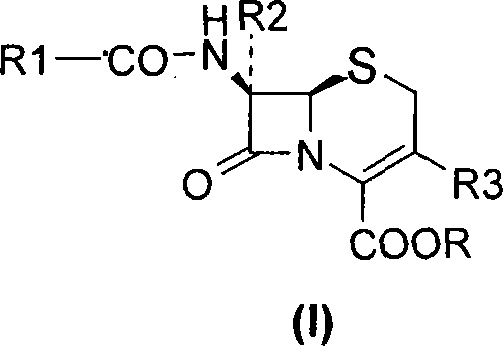 General Formula I representing the target cephalosporin antibiotic structure