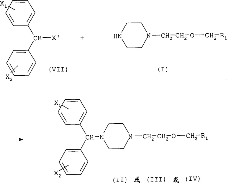 Reaction scheme showing the coupling of Formula I intermediate with diphenylmethyl halide to form API precursor