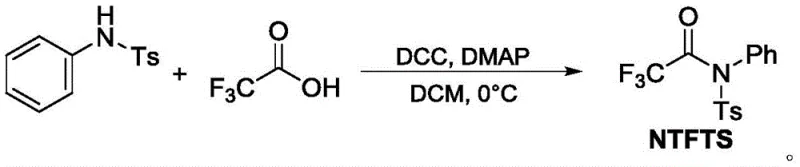 Synthesis route of NTFTS from N-phenyl-p-toluenesulfonamide and trifluoroacetic acid
