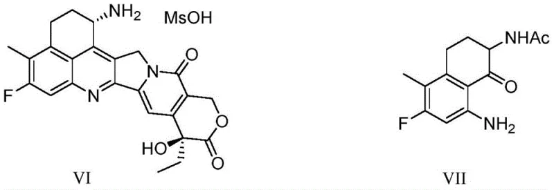 Chemical structures of Exatecan (VI) and its key intermediate (VII)