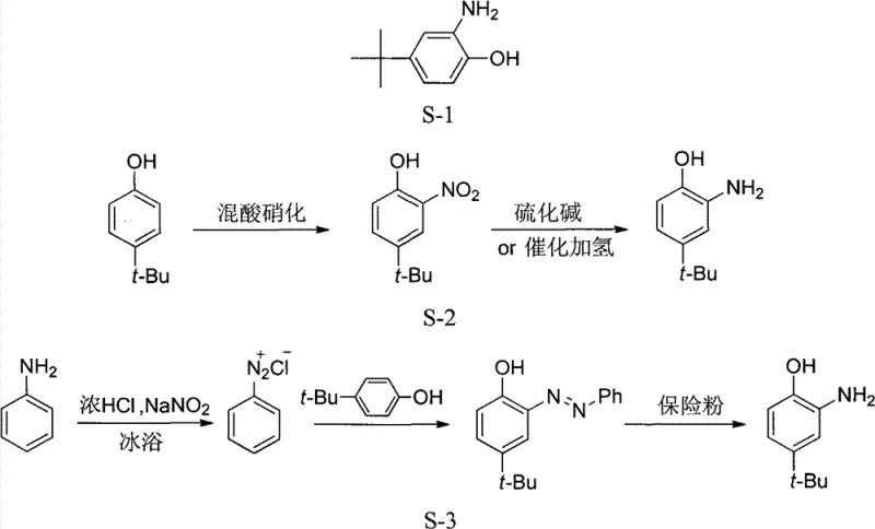 Comparison of conventional synthesis routes S-2 and S-3 versus the target structure S-1