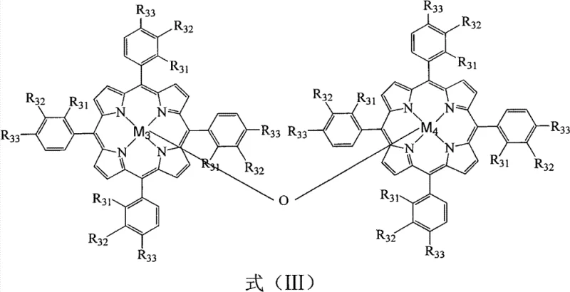 Structure of mu-oxo binuclear metalloporphyrin catalyst Formula III for enhanced catalytic activity
