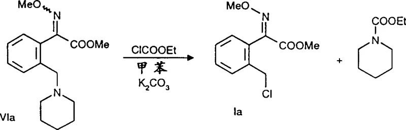 Conversion of methyloxime carboxylic acid ester to chloromethyl phenyl glyoxylic acid derivative using vinyl chloroformate
