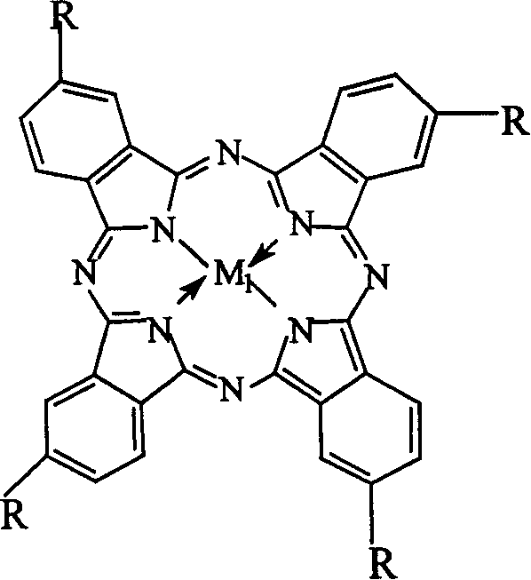 General formula of metal phthalocyanine catalyst structure for o-nitrotoluene oxidation