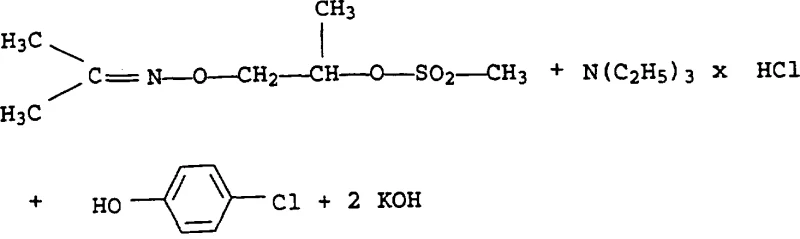 Specific reaction scheme showing the conversion of acetone oxime derivatives to sulfonates and then to phenoxy oximes and hydroxylamine salts