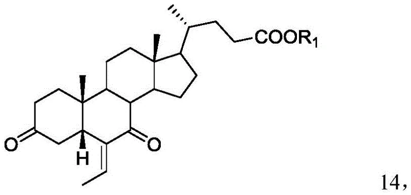 Structure of intermediate Compound 14 showing the 3-keto and 6-vinyl functionalities