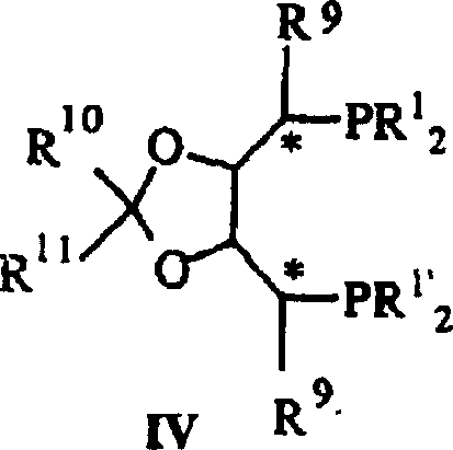 Structure of chiral diphosphine ligand Formula IV used in the iridium complex