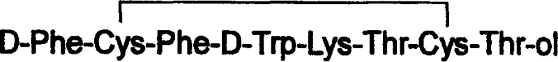 Chemical structure of Octreotide showing the cyclic octapeptide and C-terminal threoninol