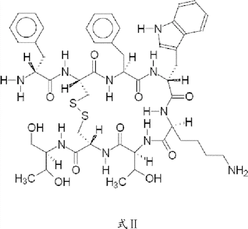 Chemical structure of Octreotide acetate showing disulfide bridge