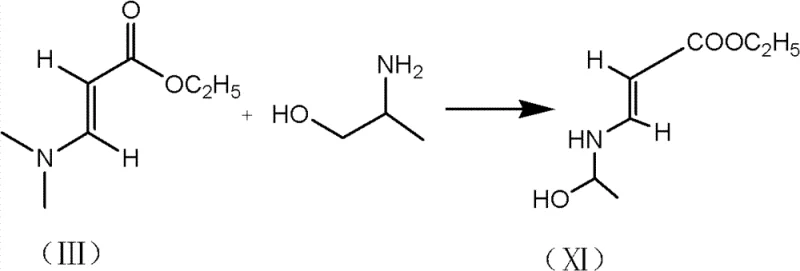 Reaction of dimethylamino ethyl acrylate with aminopropanol to form intermediate XI