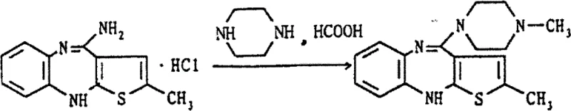 Detailed reaction scheme for the methylation of the desmethyl intermediate to Olanzapine