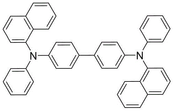 Chemical structure of NPB, a conventional hole transport material with known stability limitations