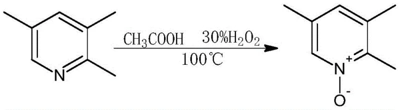 Oxidation of 2,3,5-trimethylpyridine to N-oxide using hydrogen peroxide and acetic acid