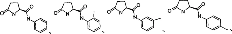Structural formulas of recommended optically pure resolution reagents derived from pyroglutamic acid
