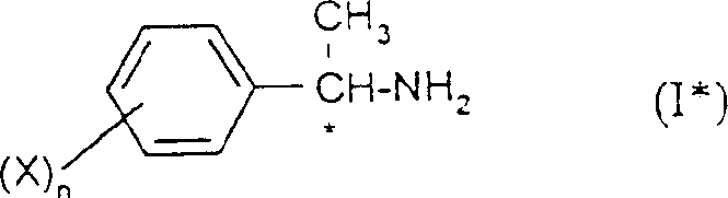 General chemical structure of optically active 1-phenylethylamines showing chiral center