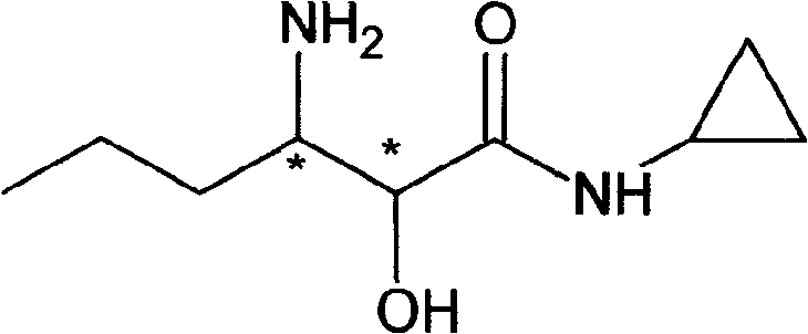 Chemical structure of optically active 3-amino-N-cyclopropyl-2-hydroxyl hexanamide (Formula I)