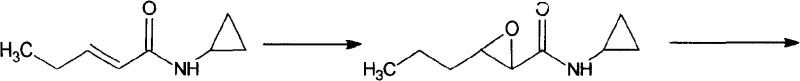 Epoxidation reaction converting N-cyclopropyl-2-hexenamide (Formula II) to the epoxy intermediate (Formula III)
