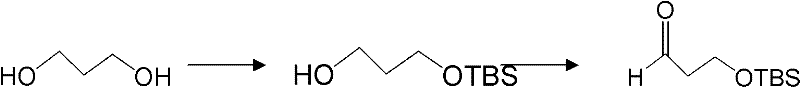 Preparation of the key starting material 3-(tert-butyldimethylsilyloxy)propanal from 1,3-propanediol