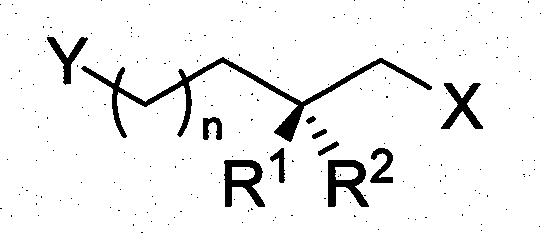 General structural formula of optically pure 2-methyl alkyl glycol derivatives showing variable chain length and functional groups