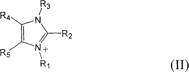 Chemical structure of imidazolium-based ionic liquid cation used as promoter
