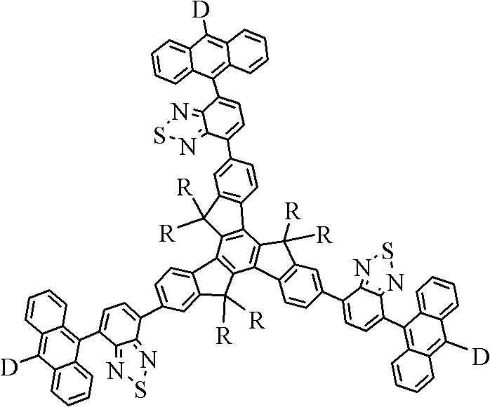 Chemical structure of the truxene-based organic semiconductor material with anthracene and diazosulfide units