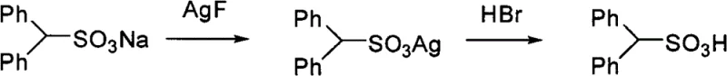 Synthesis of diphenylmethane sulfonic acid via silver fluoride and hydrobromic acid