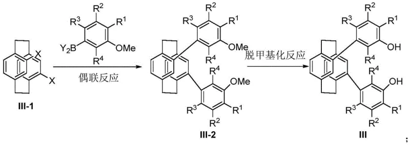 General synthetic route for the key diol intermediate III via coupling and demethylation