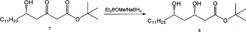 Step 6 stereoselective reduction using Et2BOMe/NaBH4 to form syn-diol compound 8