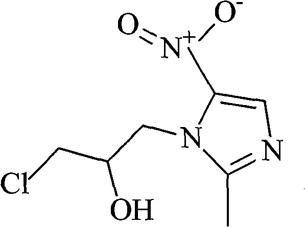 Chemical structure of Ornidazole showing the nitroimidazole core and chlorohydroxypropyl side chain