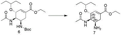 Final deprotection step converting compound 6 to the target oseltamivir chiral impurity compound 7