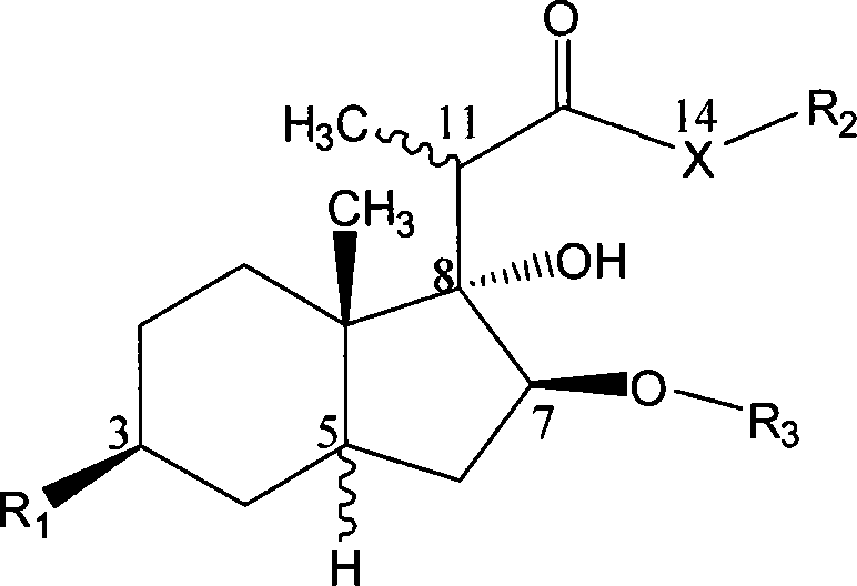 General structural formula of bicyclic OSW-1 analogues showing variable R groups