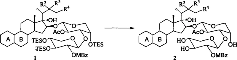 General reaction scheme for one-step deprotection of protected OSW-1 precursors