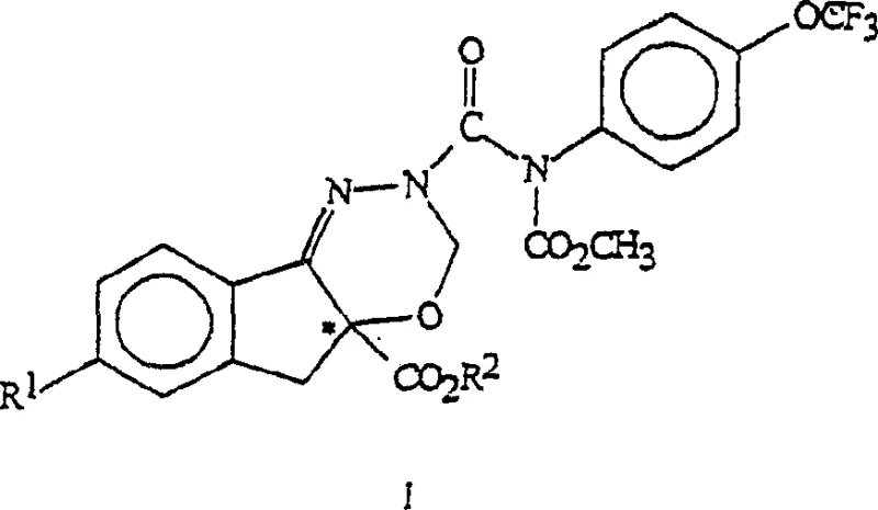Chemical structure of Formula I representing the target arthropodicidal oxadiazine intermediate