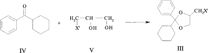 Synthesis of key intermediate III from cyclohexyl phenyl ketone and 3-chloro-1,2-propanediol