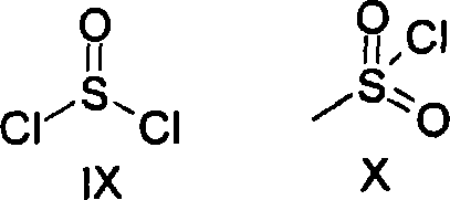 Chemical structures of preferred activating agents thionyl chloride and methanesulfonyl chloride