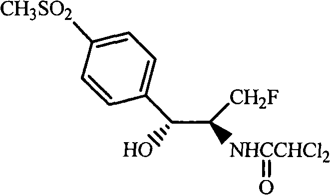 Chemical structure of Florfenicol (Formula I), the target broad-spectrum antibiotic