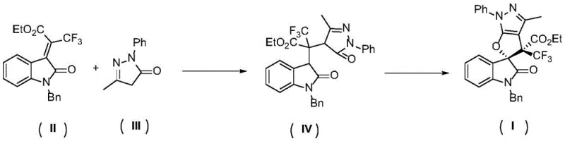 General reaction scheme for the synthesis of oxindole spirodihydrofuran compounds via Michael addition and oxidative cyclization