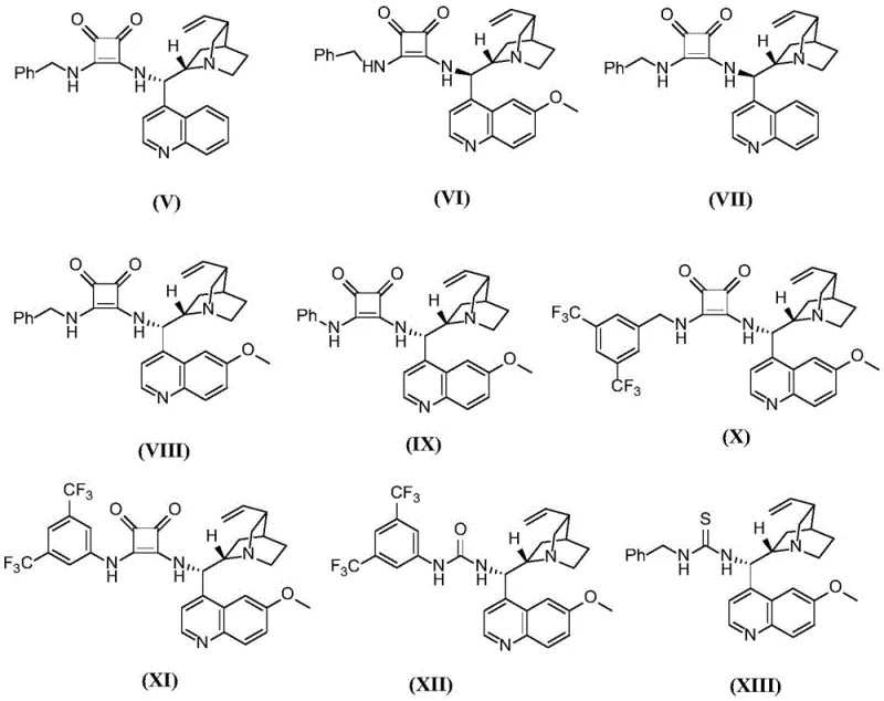 Structures of organic small molecule hydrogen bond catalysts used for stereocontrol