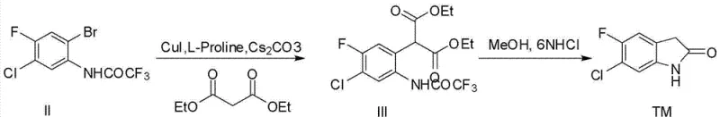 Detailed reaction conditions for the copper-catalyzed coupling and acid-mediated cyclization steps